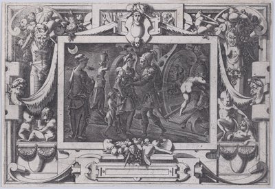 Medea elindul Jasonnal Hirtelen éjszaka Jason Medeával, elhagyja Colchist a keleti Argóban..., 1563. alkotó: Rene Boyvin