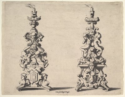 Két gyertyatartó minta, kb. 1550-60. alkotó: Rene Boyvin