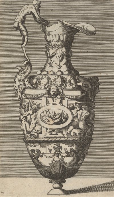 Váza folyóistennel ovális medálban, 17. század végén. alkotó: Rene Boyvin