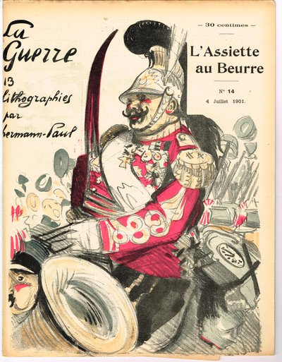 „A vajtányér” borítója, színekben szatirikus alkotó: Rene George Hermann Paul