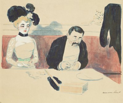 Pár egy étteremben alkotó: Rene George Hermann Paul