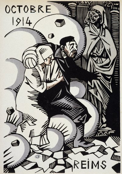 1914. október, Reims – Herman Paul rajza – a „” Háborús kalendáriumban”” szerk. 1916 alkotó: Rene George Hermann Paul