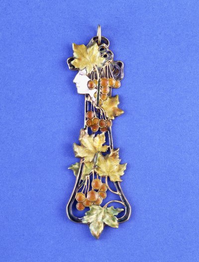 Lalique medál, profilban szecessziós leányfejként formázva, 1900 körül (fém, zománc) alkotó: Rene Jules Lalique
