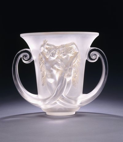 Nadica; egy igen ritka öntött üvegváza, amely két sellőt ábrázol, Kr. e. 1930-as évek (üveg) alkotó: Rene Jules Lalique