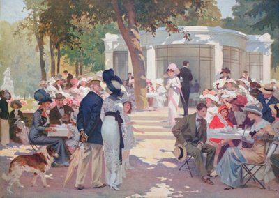 A gyönyörködtető óra, illusztráció a vitteli termálfürdőről szóló brosúrához, 19. század vége alkotó: Rene Lelong