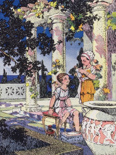 Egy római kislány Jules Cesar idejében (színes litó) alkotó: Rene Vincent
