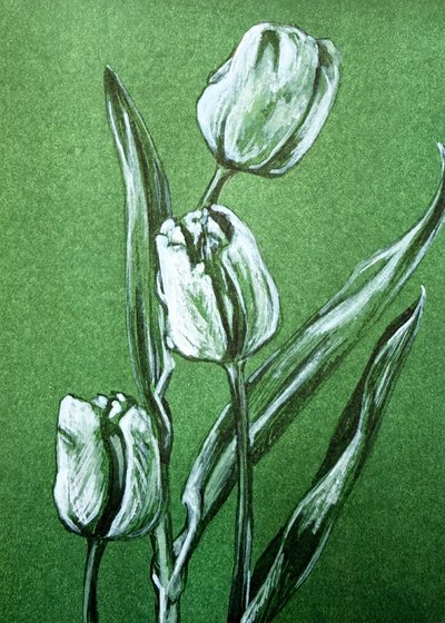 Friss fehér tulipánok alkotó: Renee Machan Cottagecore Artist