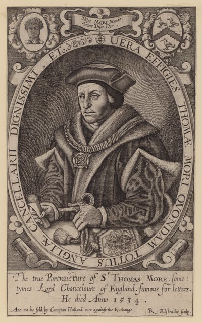 Sir Thomas More, angol jogász, államférfi, filozófus és humanista (metszet) alkotó: Renold (after) Elstrack