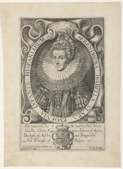 Isabella Clara Eugenia portréja A legnyugodtabb spanyol Isabella Clara Eugenia Infanta (cím a tárgyon) alkotó: Renold Elstrack