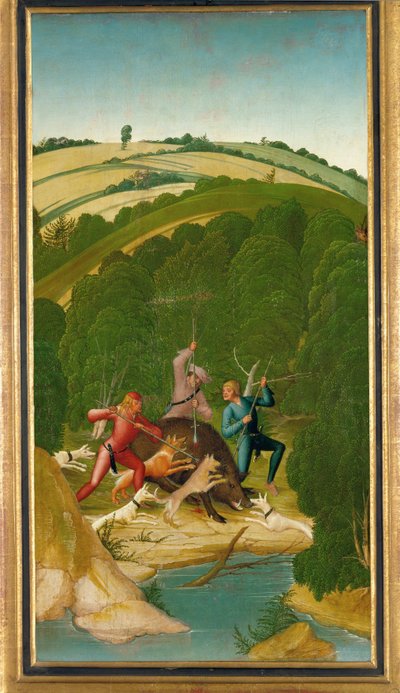 Boarhunt. Panel a Szent Leopold oltárról (tempera, fa) alkotó: Reuland the Elder Frueauf