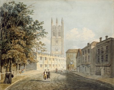 Magdalen College és a High Street keleti vége, Oxford, 1795 alkotó: Rev Robert Nixon