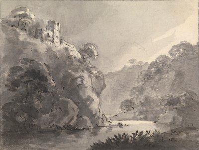 Táj a várral egy dombon balra alkotó: Rev. William Gilpin