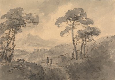 Hegyi táj két alakkal egy kanyargós úton alkotó: Rev. William Gilpin