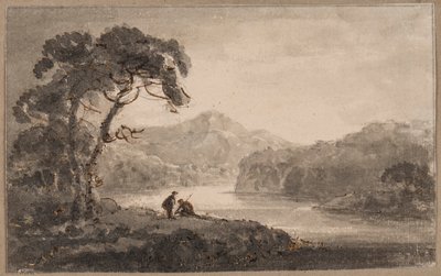 Folyói táj (toll, ecset és tinta papíron) alkotó: Rev. William Gilpin