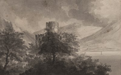 Erdős Lakeland kastély: capriccio, 1804 (ecset és monokróm mosás papíron) alkotó: Rev. William Gilpin