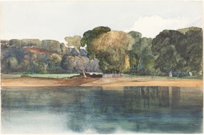 Táj fákkal és vízzel (akvarell és grafit) alkotó: Reverend James Bulwer