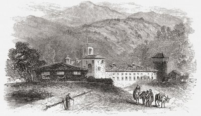 Vallombrosa kolostor, Firenze, Olaszország, 19. század vége. A Samuel Manning tiszteletes által 1890 körül kiadott Italian Pictures című műből. alkotó: Reverend Samuel Manning