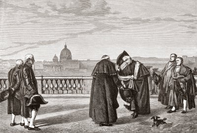 A Pinciánus-dombon, Róma, Olaszország, háttérben a Szent Péter-templommal a 19. század végén. A Rev. Samuel Manning által 1890 körül kiadott Italian Pictures című kötetből. alkotó: Reverend Samuel Manning