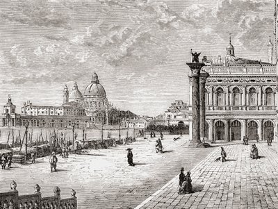 Piazza San Marco vagy Szent Márk tér, Velence, Olaszország a 19. század végén. A Samuel Manning tiszteletes által 1890 körül kiadott Italian Pictures című műből. alkotó: Reverend Samuel Manning