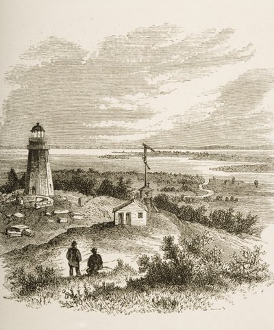 Sandy Hook New Jersey, a világítótoronyból nézve az 1870-es években, 1880 körül alkotó: Reverend Samuel Manning