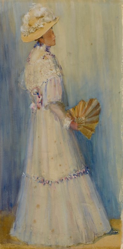 Hölgy legyezővel, 19. század vége-XX. század eleje. alkotó: Rhoda Holmes Nicholls