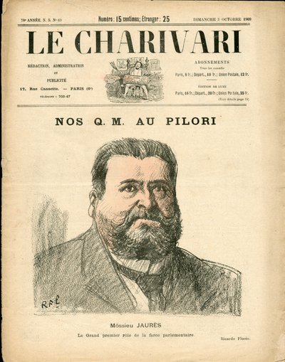 A „The Charivari” címlapja, színekben szatirikus alkotó: Ricardo Flores