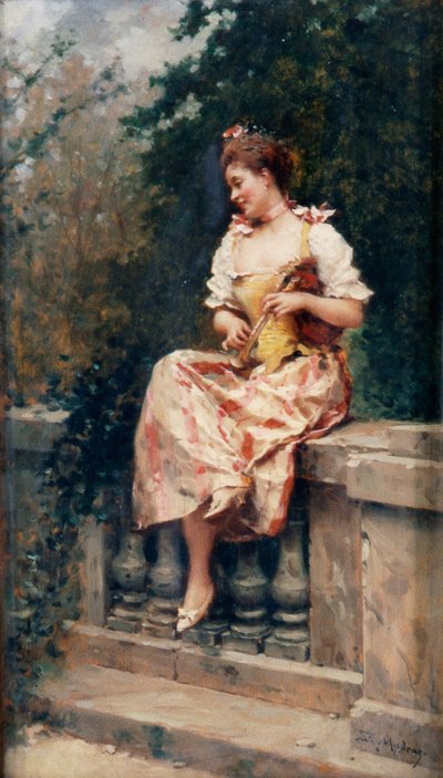 Lány fuvolával, 1895 körül (olaj, tábla) alkotó: Ricardo de Madrazo y Garreta