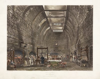 „Ancient Kitchen Windsor Castle”, 19. század eleje alkotó: John Pardon