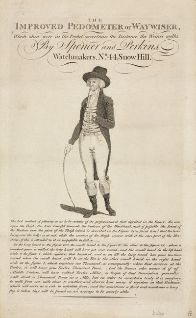 A továbbfejlesztett lépésszámláló vagy útjelző, c 18. század alkotó: John Pardon