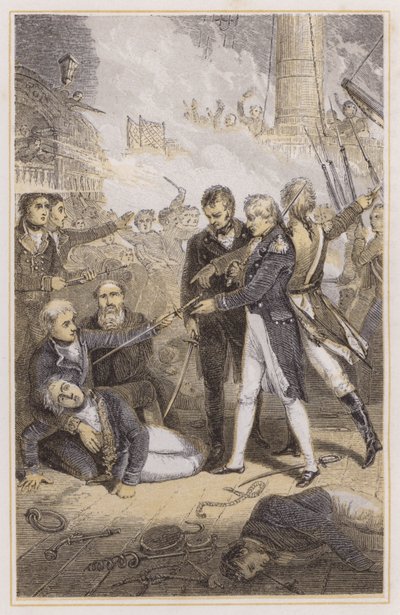 Nelson átveszi a spanyol admirális kardját (színes metszet) alkotó: Richard (after) Westall
