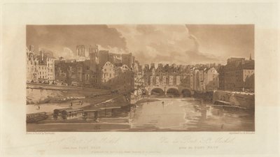 A Pont St. Michael látképe, a Pont Neufról, 1803 alkotó: Richard Banks Harraden