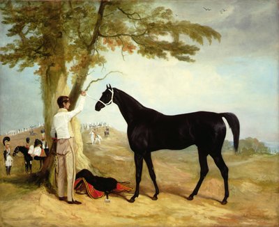 Thomas Cosby "Fekete Herceg" nevű teherhordozója a Királyi Gárda katonáival együtt. alkotó: Richard Barrett Davis