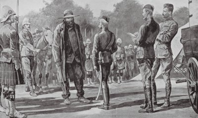 Cronje parancsnok megadja magát Lord Robertsnek (litho) alkotó: Richard Caton II (after) Woodville