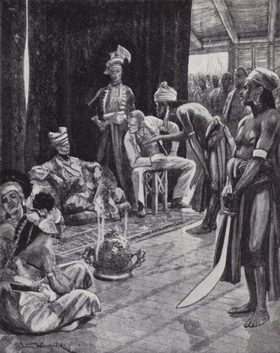 Sir James Brooke szerződésről tárgyal Brunei szultánjával egy brit gyarmat létrehozásáról Borneón alkotó: Richard Caton II (after) Woodville