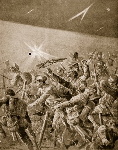 A brit gyalogság német huzalösszefonódásokon keresztül kényszerítette magát, 1914-1919 alkotó: Richard Caton Woodville
