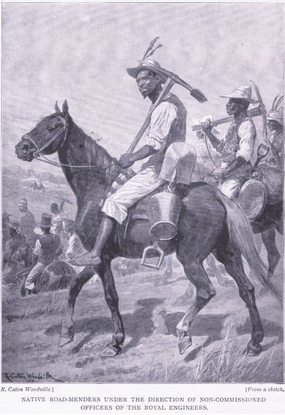 Natív útjavítók, az After Pretoria: The Guerilla War című filmből, amelyet a Harmsworth Bros Limited adott ki, 1901 alkotó: Richard Caton Woodville