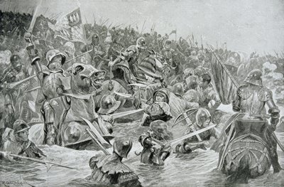 A towtoni csata 1461-ben, Hutchinsons "A brit nemzet története" illusztrációja alkotó: Richard Caton Woodville