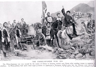 Az első kínai-japán háború, illusztráció a „Hutchinsons History of the Nations” című könyvéből, 1910 körül alkotó: Richard Caton Woodville