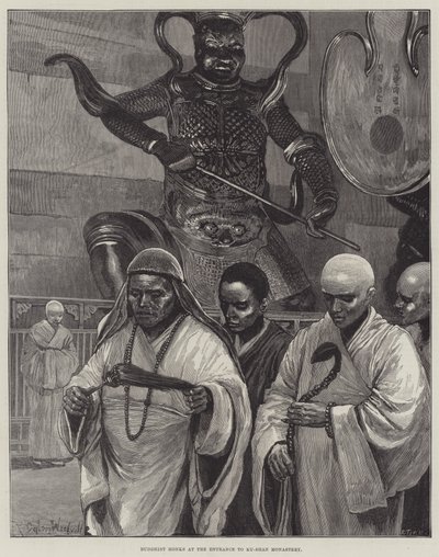 Buddhista szerzetesek a Ku-Shan kolostor bejáratánál alkotó: Richard Caton Woodville junior