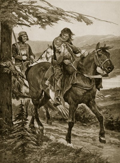 Dermot király Devorgilt hord, illusztráció a „Hutchinson története a brit nemzetről”, 1920 körül alkotó: Richard Caton Woodville junior