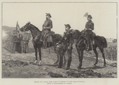 A svájci hadsereg áttekintése Horgenben, a Zürichi-tónál alkotó: Richard Caton Woodville junior