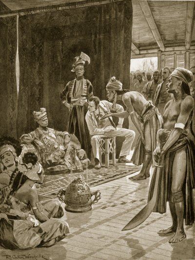 Sir James Brooke Borneóban, 1842, illusztráció a „Hutchinson