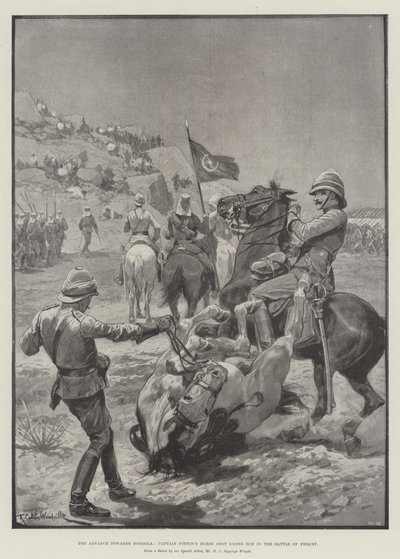 Az előrenyomulás Dongola felé, Fitton kapitány lova alá lőtt a ferketi csatában alkotó: Richard Caton Woodville junior