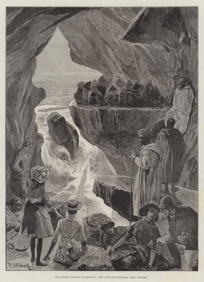 A marokkói brit misszió, a Herkules-barlangok, Tanger közelében alkotó: Richard Caton Woodville junior