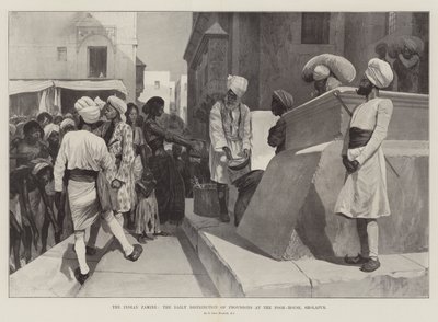 Az indiai éhínség, az ellátás napi elosztása a szegényházban, sholapuriban alkotó: Richard Caton Woodville junior