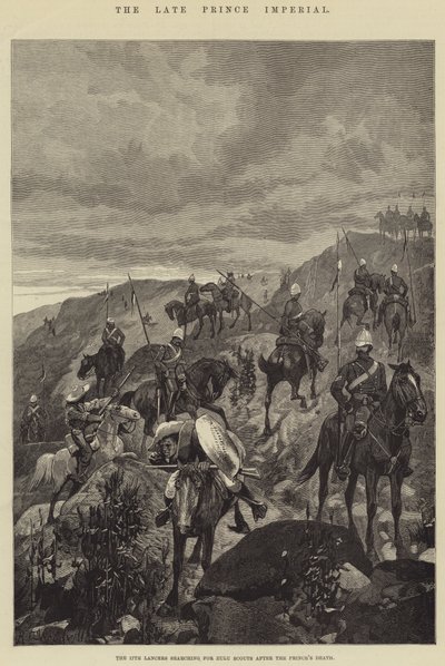 A néhai császári herceg, a 17. Lancers zulu cserkészek után kutat a herceg halála után alkotó: Richard Caton Woodville junior