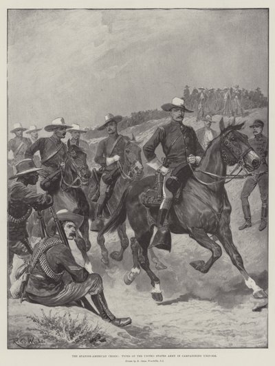 A spanyol-amerikai válság, az Egyesült Államok hadseregének típusai kampányegyenruhában alkotó: Richard Caton Woodville junior