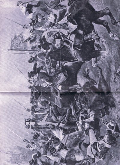 A lovassági konfliktus a ramilles-i csatában, 1706. május 3., illusztráció a brit szárazföldi és tengeri csatákból, 1915 alkotó: Richard Caton Woodville junior