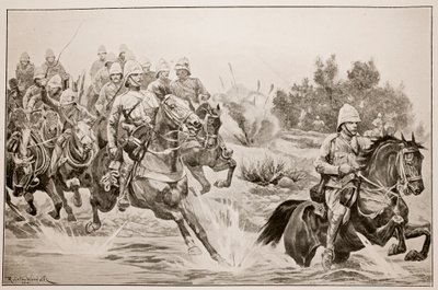 A nagy előrelépés: Királyi Lovastüzérség (lovas hadosztály) átkelés a Vaalon alkotó: Richard Caton Woodville junior