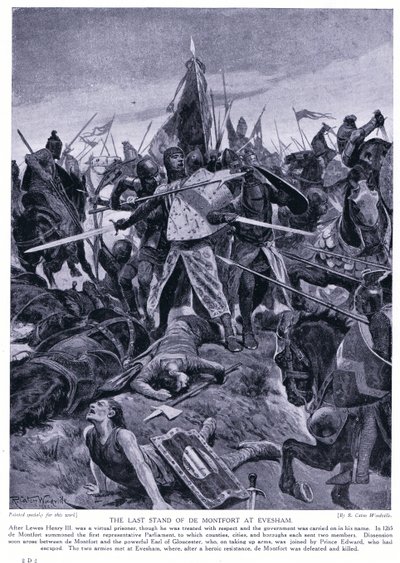Montford utolsó állása Eveshamben AD1265, 1920-as évek alkotó: Richard Caton Woodville junior